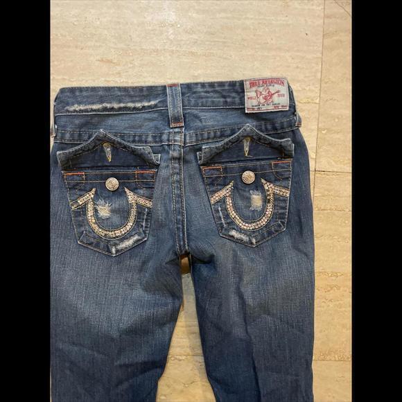 True Religion Twist‎ Flare Size 26 Joey World Tour Distressed Ripped Jeans - Picture 10 of 10